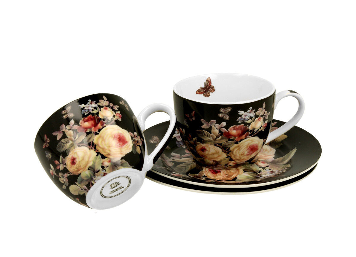 DUO FLORAL 2er-Set Espressotassen 90 ml WARDA mit Untertassen, New Bone China Porzellan – Bild 3