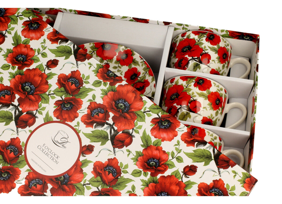 DUO FLORAL 6er-Set Tassen 220 ml LINA mit Untertassen, New Bone China Porzellan – Bild 3