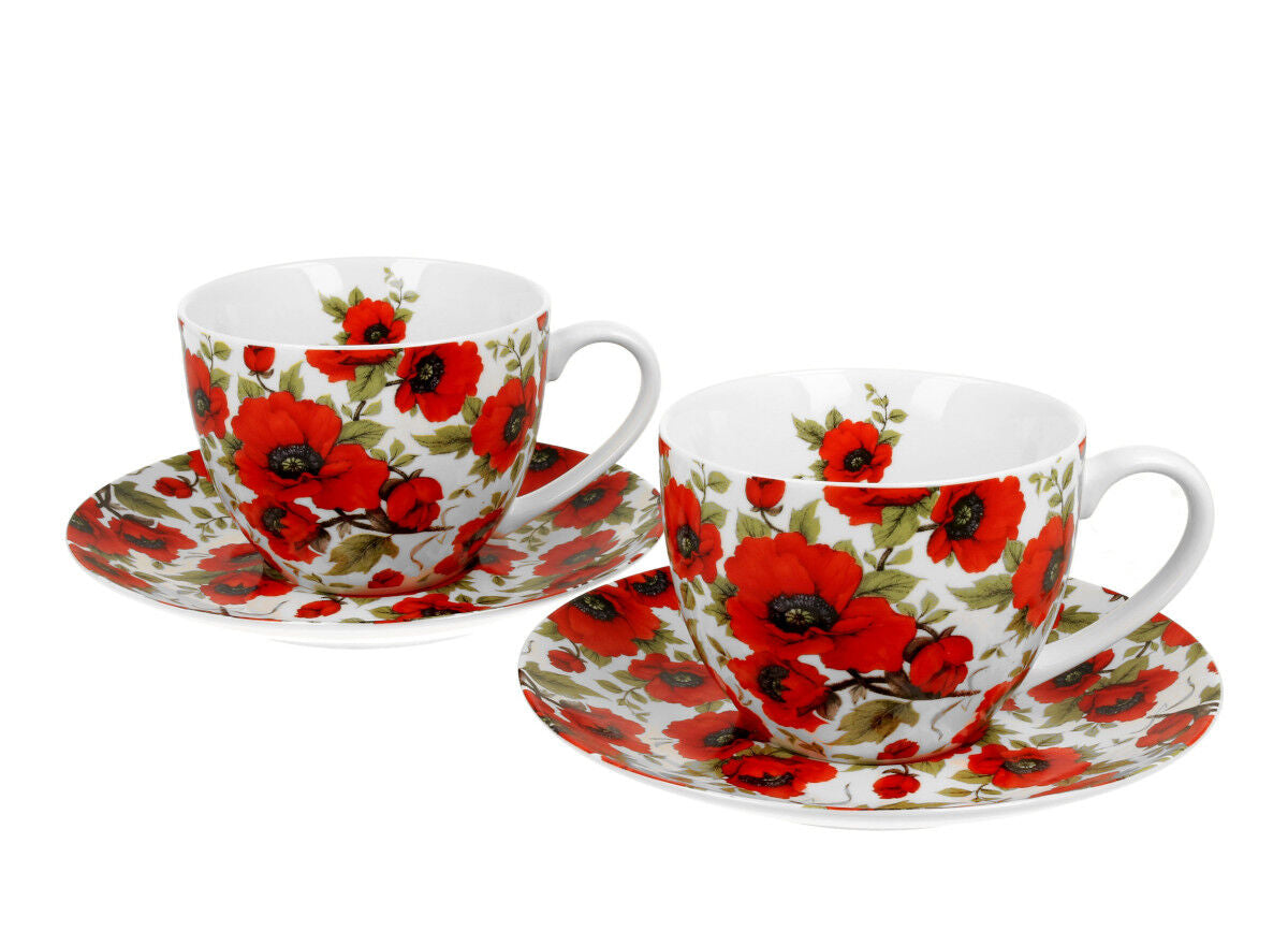 DUO FLORAL 2er-Set Tassen 280 ml LINA mit Untertassen, New Bone China Porzellan – Bild 2