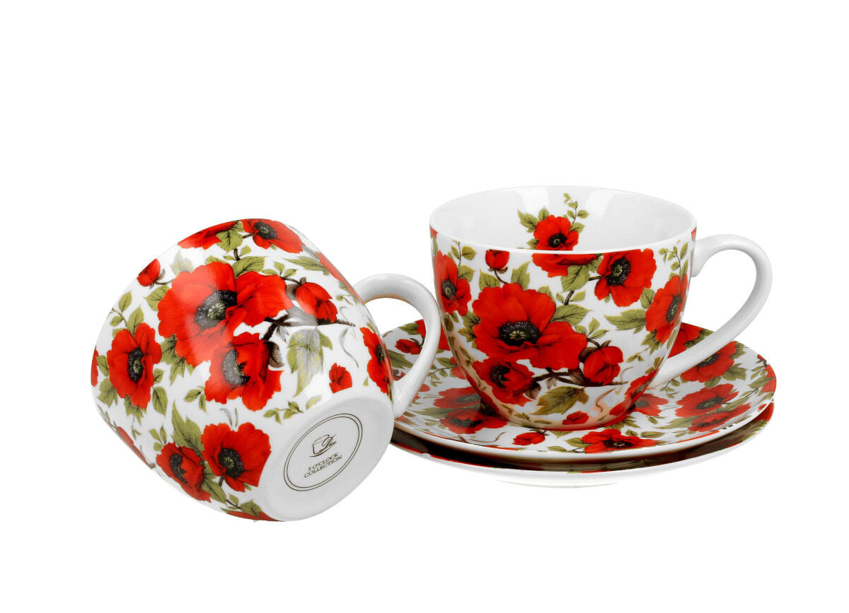 DUO FLORAL 2er-Set Tassen 280 ml LINA mit Untertassen, New Bone China Porzellan – Bild 3