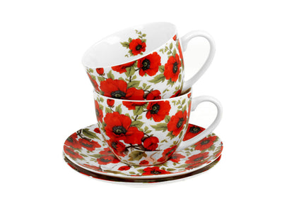DUO FLORAL 2er-Set Tassen 280 ml LINA mit Untertassen, New Bone China Porzellan – Bild 4