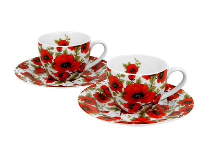 DUO FLORAL 2er-Set Espressotassen 90 ml LINA mit Untertassen, New Bone China Porzellan – Bild 2