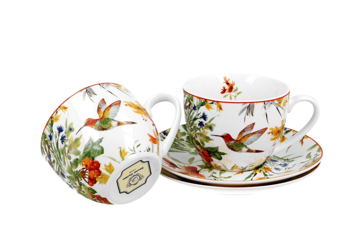 DUO FLORAL 2er-Set Tassen 280 ml LINNEA mit Untertassen, New Bone China Porzellan – Bild 3