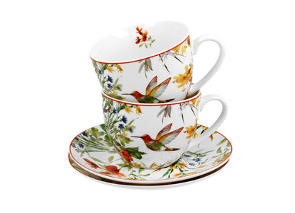 DUO FLORAL 2er-Set Tassen 280 ml LINNEA mit Untertassen, New Bone China Porzellan – Bild 4