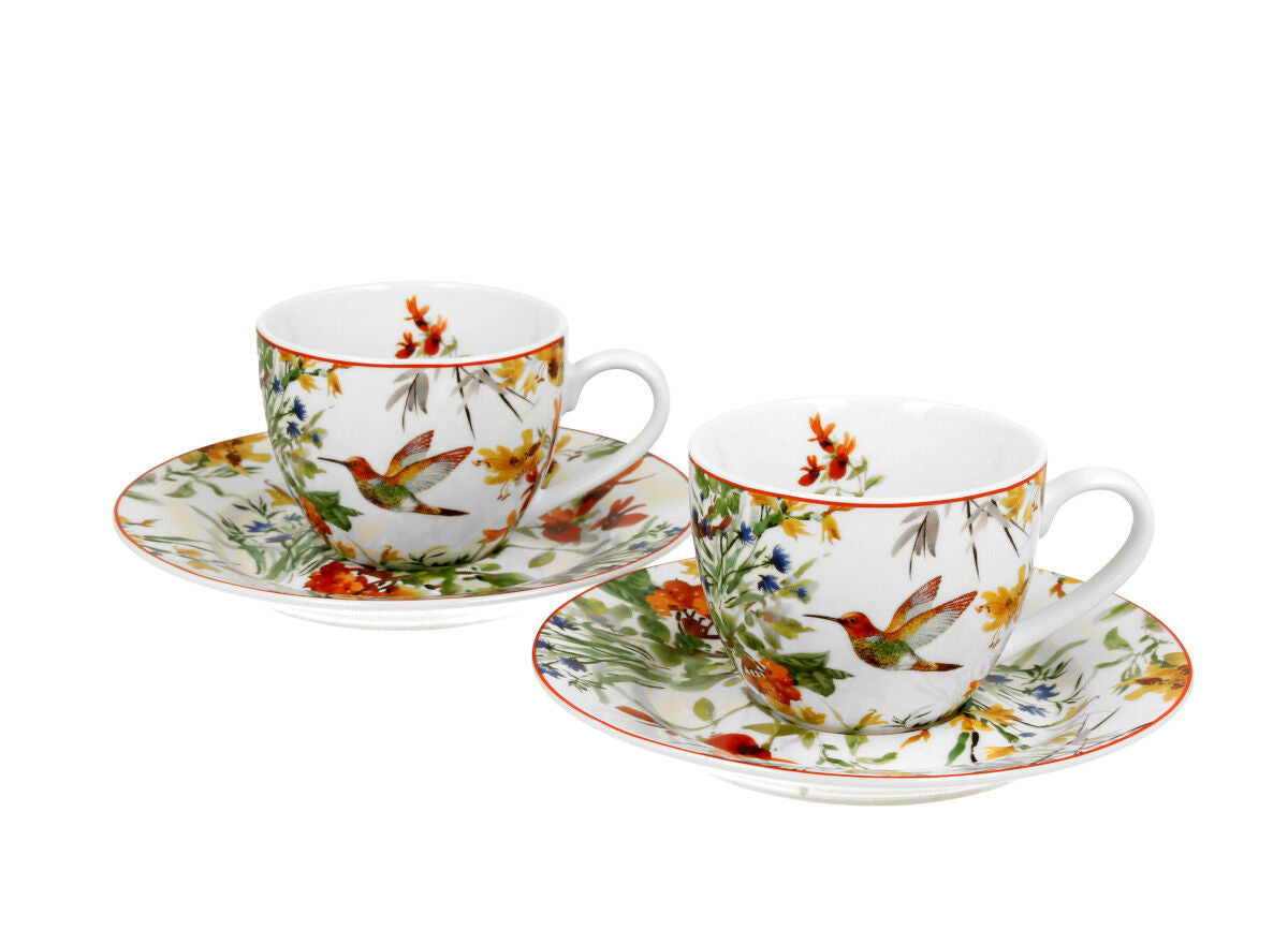 DUO FLORAL 2er-Set Espressotassen 90 ml LINNEA mit Untertassen, New Bone China Porzellan – Bild 2