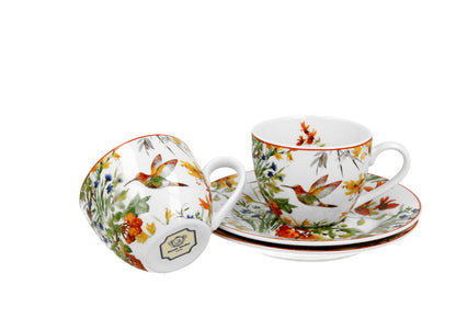 DUO FLORAL 2er-Set Espressotassen 90 ml LINNEA mit Untertassen, New Bone China Porzellan – Bild 3