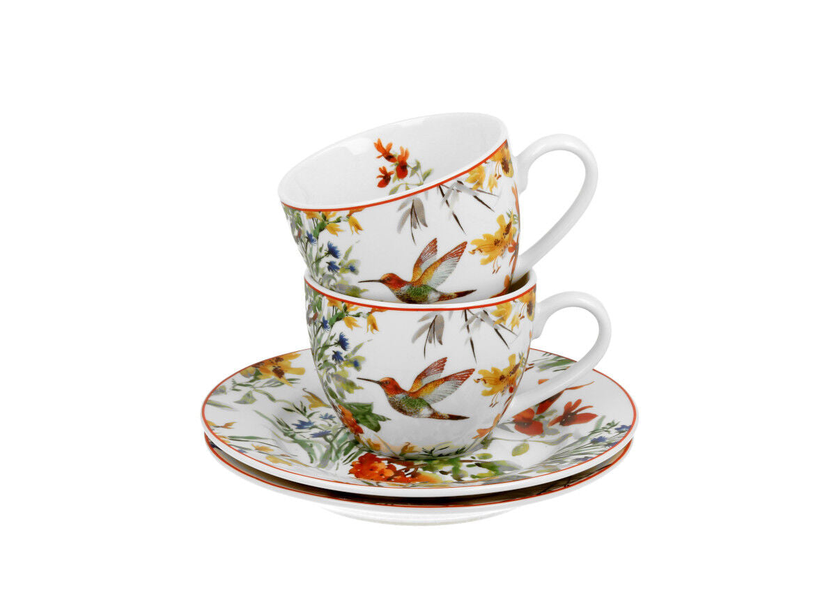 DUO FLORAL 2er-Set Espressotassen 90 ml LINNEA mit Untertassen, New Bone China Porzellan – Bild 4