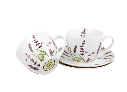 DUO FLORAL 2er-Set Tassen 280 ml CLASSIC LAVENDER mit Untertassen, New Bone China Porzellan – Bild 3