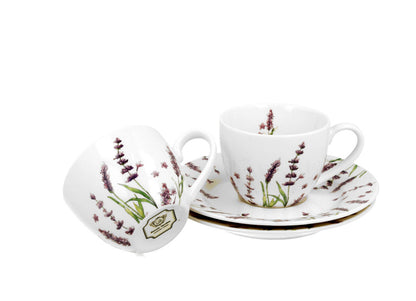 DUO FLORAL 2er-Set Espressotassen 90 ml CLASSIC LAVENDER mit Untertassen, New Bone China Porzellan – Bild 3