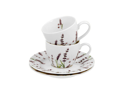 DUO FLORAL 2er-Set Espressotassen 90 ml CLASSIC LAVENDER mit Untertassen, New Bone China Porzellan – Bild 4