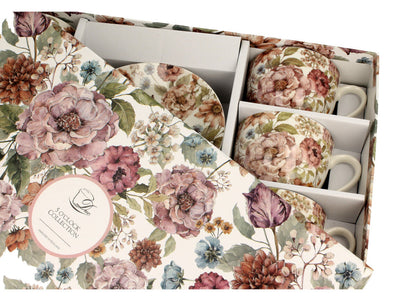 DUO FLORAL 6er-Set Tassen 220 ml PASTEL FLOWERS mit Untertassen, New Bone China Porzellan – Bild 3