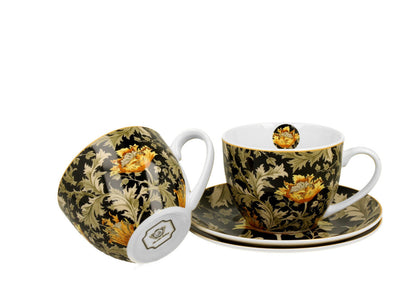 DUO ART GALLERY 2er-Set Tassen 250 ml CHRYSANTHEMUM mit Untertassen, New Bone China Porzellan – Bild 3