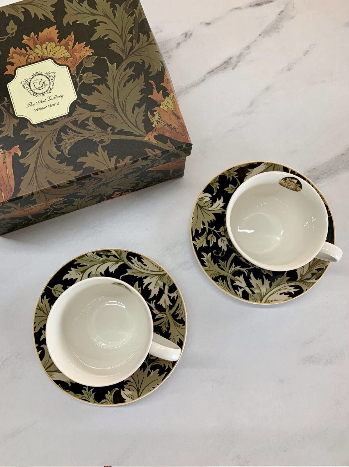 DUO ART GALLERY 2er-Set Tassen 250 ml CHRYSANTHEMUM mit Untertassen, New Bone China Porzellan – Bild 6