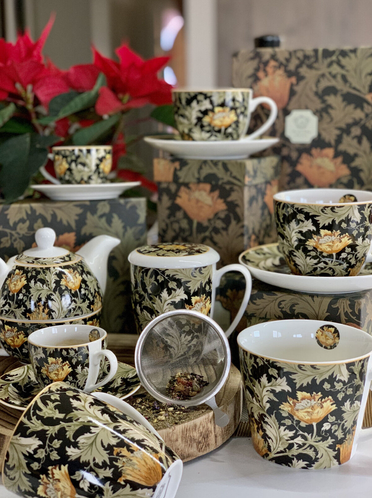 DUO ART GALLERY 2er-Set Tassen 250 ml CHRYSANTHEMUM mit Untertassen, New Bone China Porzellan – Bild 7