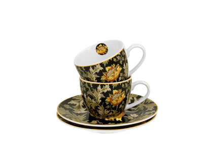 DUO ART GALLERY 2er-Set Espressotassen 90 ml CHRYSANTHEMUM mit Untertassen, New Bone China Porzellan – Bild 4