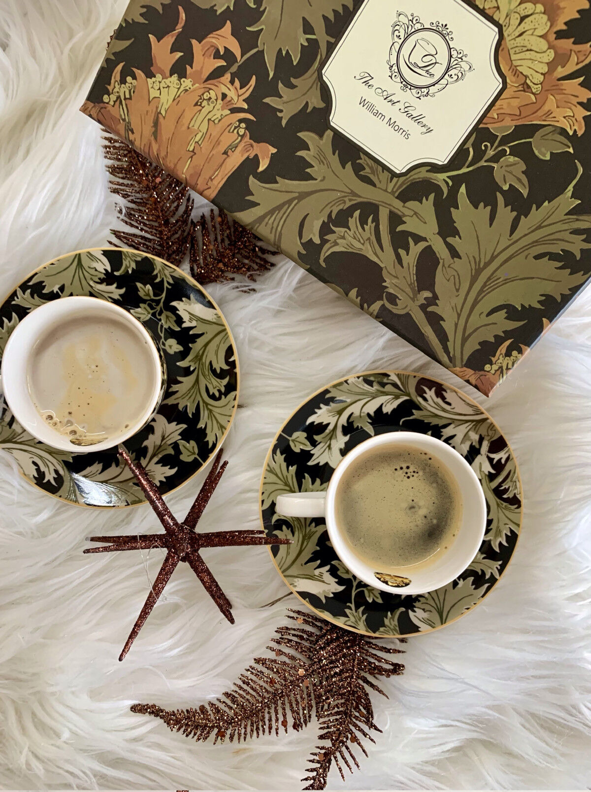 DUO ART GALLERY 2er-Set Espressotassen 90 ml CHRYSANTHEMUM mit Untertassen, New Bone China Porzellan – Bild 6