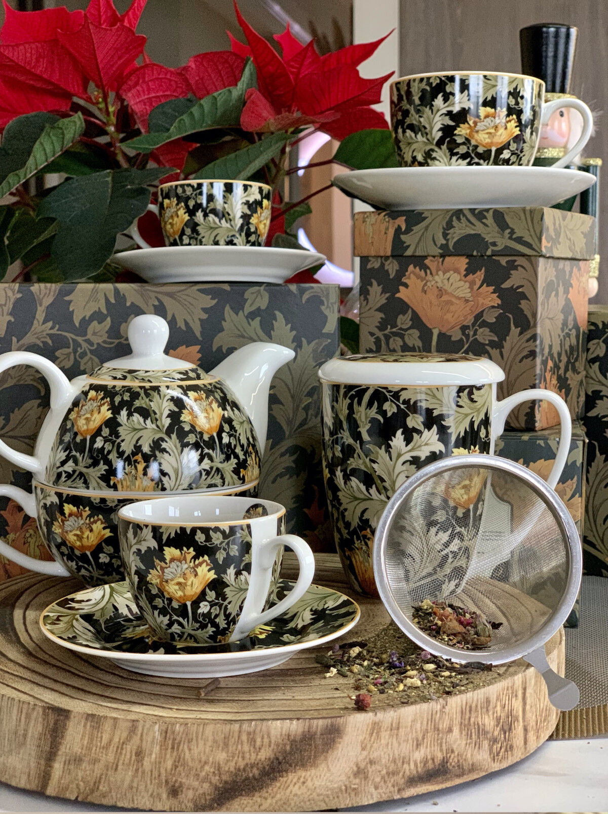 DUO ART GALLERY 2er-Set Espressotassen 90 ml CHRYSANTHEMUM mit Untertassen, New Bone China Porzellan – Bild 8