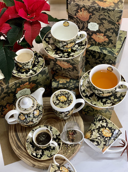 DUO ART GALLERY 2er-Set Espressotassen 90 ml CHRYSANTHEMUM mit Untertassen, New Bone China Porzellan – Bild 10