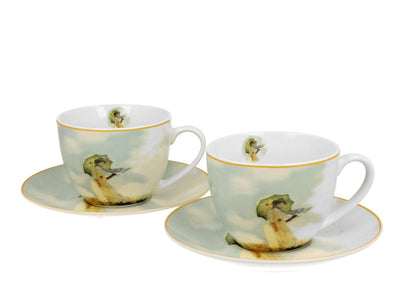 DUO ART GALLERY 2er-Set Tassen 250 ml WOMAN WITH PARASOL mit Untertassen, New Bone China Porzellan – Bild 2