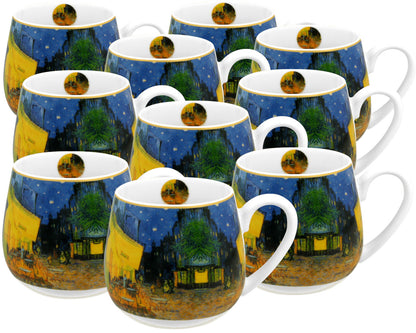 10er SET DUO ART GALLERY Fassbecher 430 ml TERRACE AT NIGHT New Bone China Porzellan