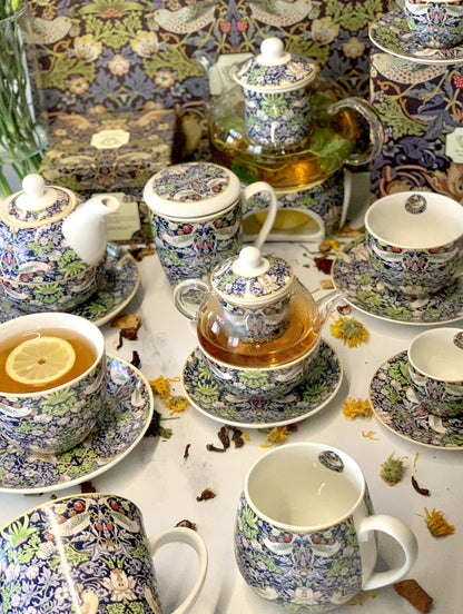 DUO ART GALLERY Fassbecher 430 ml STRAWBERRY THIEF BLUE New Bone China Porzellan – Bild 4
