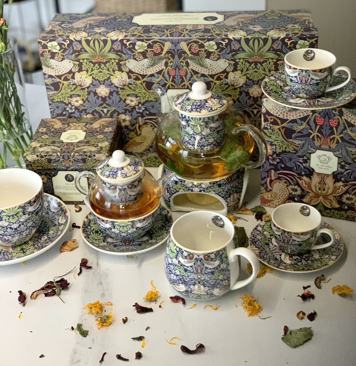 DUO ART GALLERY Fassbecher 430 ml STRAWBERRY THIEF BLUE New Bone China Porzellan – Bild 6