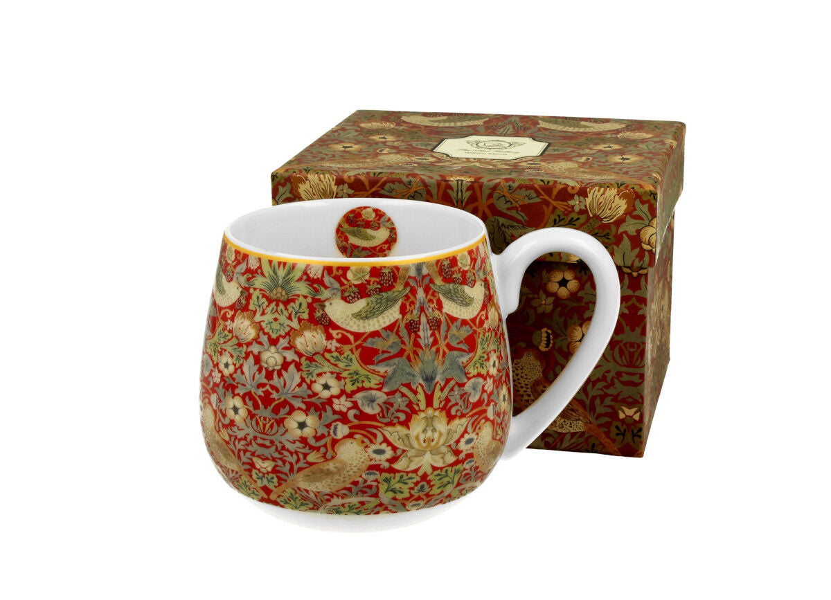 DUO ART GALLERY Fassbecher 430 ml STRAWBERRY THIEF RED New Bone China Porzellan