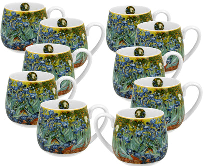 10er SET DUO ART GALLERY Fassbecher 430 ml IRISES New Bone China Porzellan
