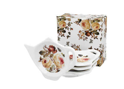 DUO FLORAL 4er-Set Teebeutelhalter ZAHRA New Bone China Porzellan