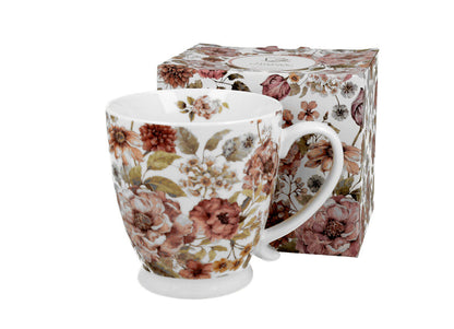 DUO FLORAL Jumbobecher 480 ml PASTEL FLOWERS mit Fuß, New Bone China Porzellan