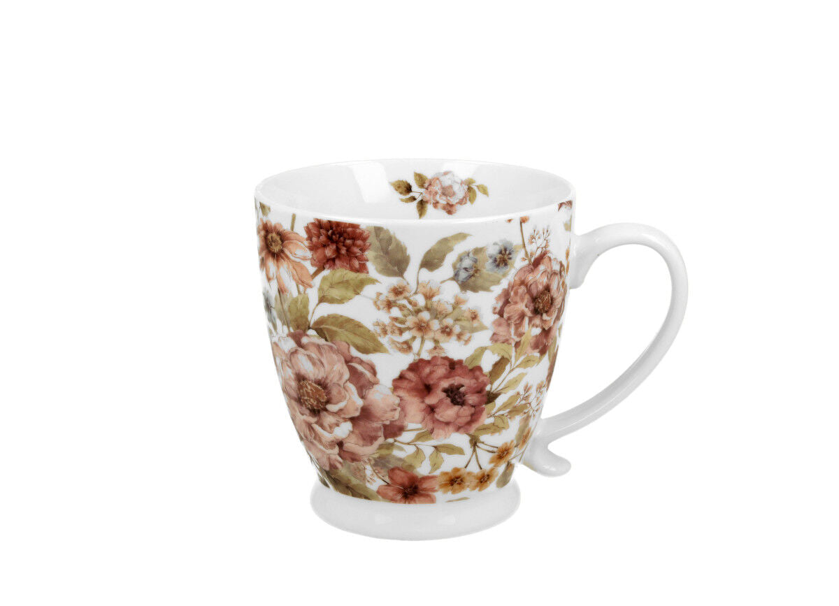 DUO FLORAL Jumbobecher 480 ml PASTEL FLOWERS mit Fuß, New Bone China Porzellan – Bild 2