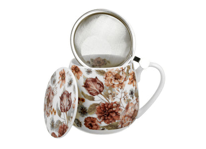 DUO FLORAL Fassbecher 430 ml PASTEL FLOWERS mit Teesieb, New Bone China Porzellan – Bild 3