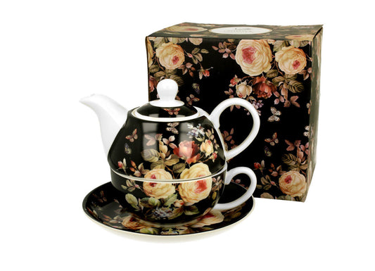 DUO FLORAL Tasse mit Teekanne WARDA New Bone China Porzellan