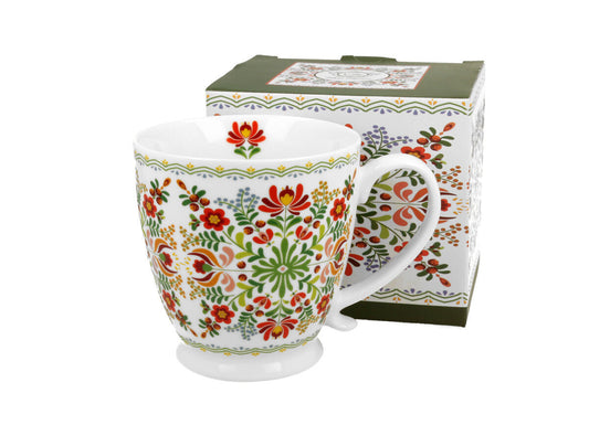 DUO ETNO Jumbobecher 480 ml HUNGARIAN mit Fuß, New Bone China Porzellan