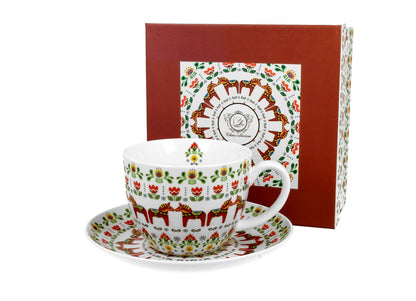 DUO ETNO Jumbobecher 470 ml SCANDINAVIAN mit Untertasse, New Bone China Porzellan