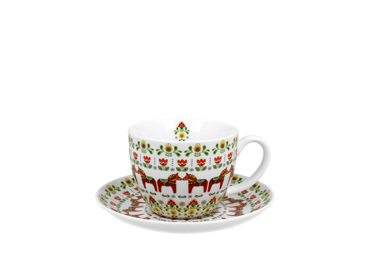 DUO ETNO Jumbobecher 470 ml SCANDINAVIAN mit Untertasse, New Bone China Porzellan – Bild 2