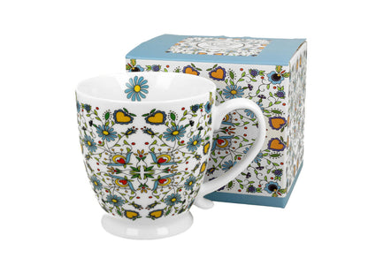 DUO ETNO Jumbobecher 480 ml KASHUBIAN mit Fuß, New Bone China Porzellan