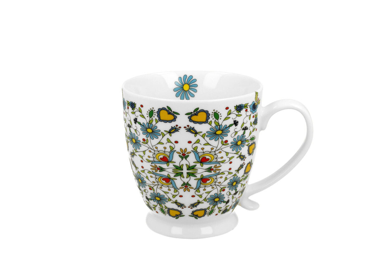 DUO ETNO Jumbobecher 480 ml KASHUBIAN mit Fuß, New Bone China Porzellan – Bild 2
