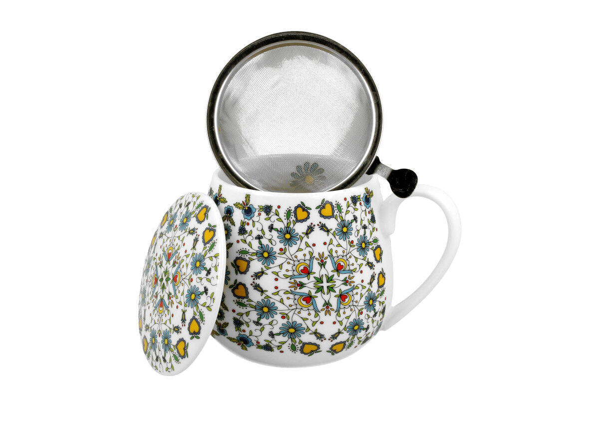 DUO ETNO Fassbecher 430 ml KASHUBIAN mit Teesieb, New Bone China Porzellan – Bild 2