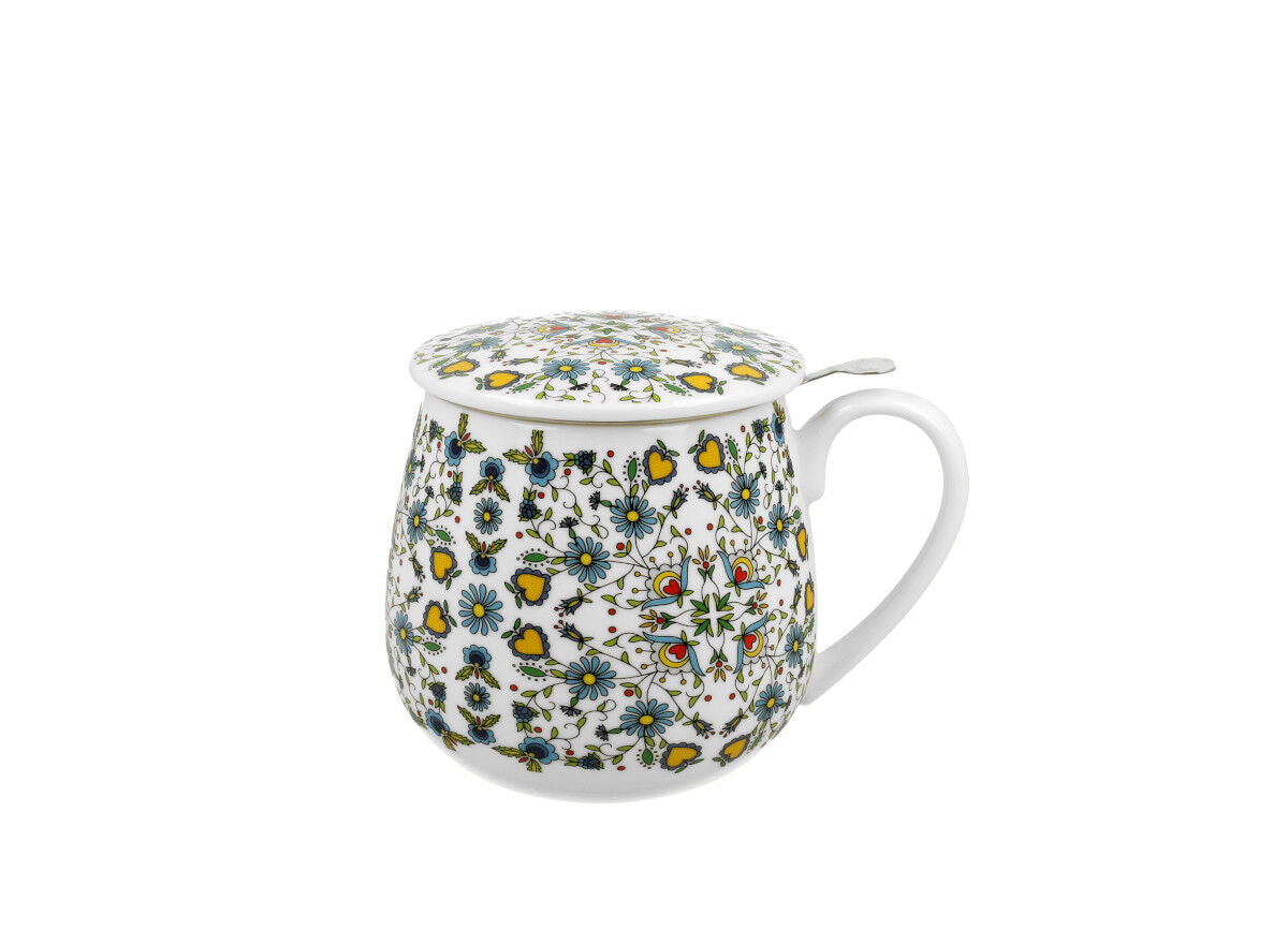 DUO ETNO Fassbecher 430 ml KASHUBIAN mit Teesieb, New Bone China Porzellan – Bild 3
