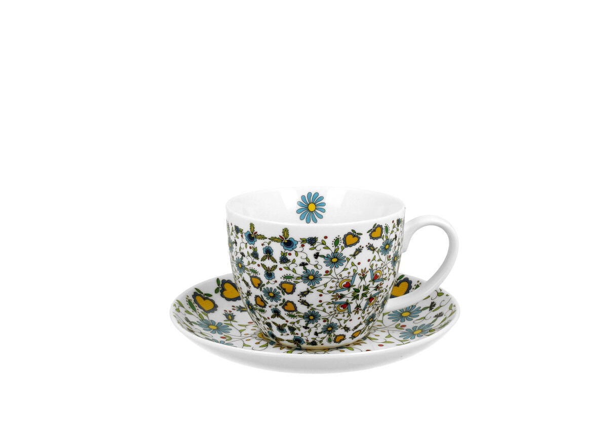 DUO ETNO Jumbobecher 470 ml KASHUBIAN mit Untertasse, New Bone China Porzellan – Bild 2