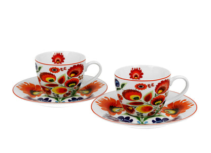 DUO ETNO 2er-Set Espressotassen 90 ml ŁOWICZ mit Untertassen, New Bone China Porzellan – Bild 2