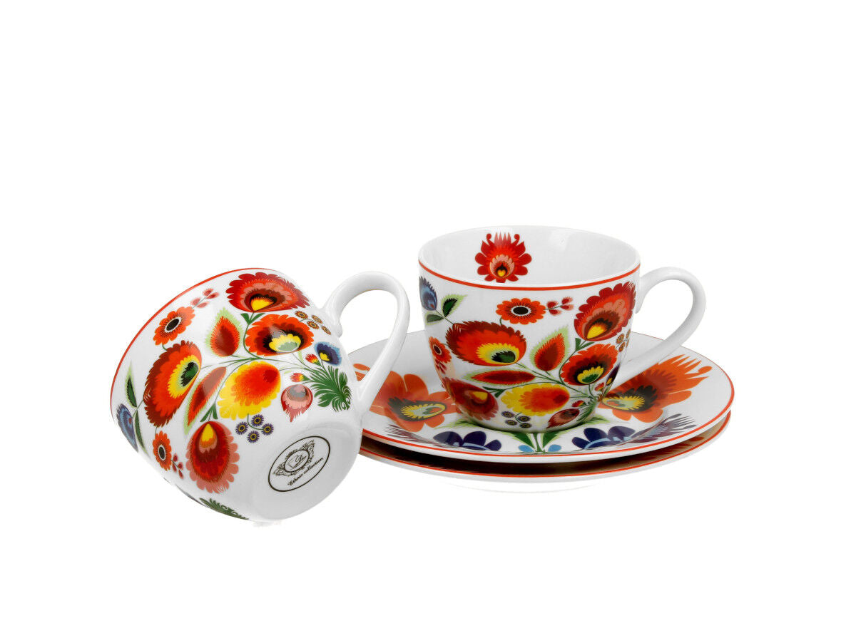 DUO ETNO 2er-Set Espressotassen 90 ml ŁOWICZ mit Untertassen, New Bone China Porzellan – Bild 3