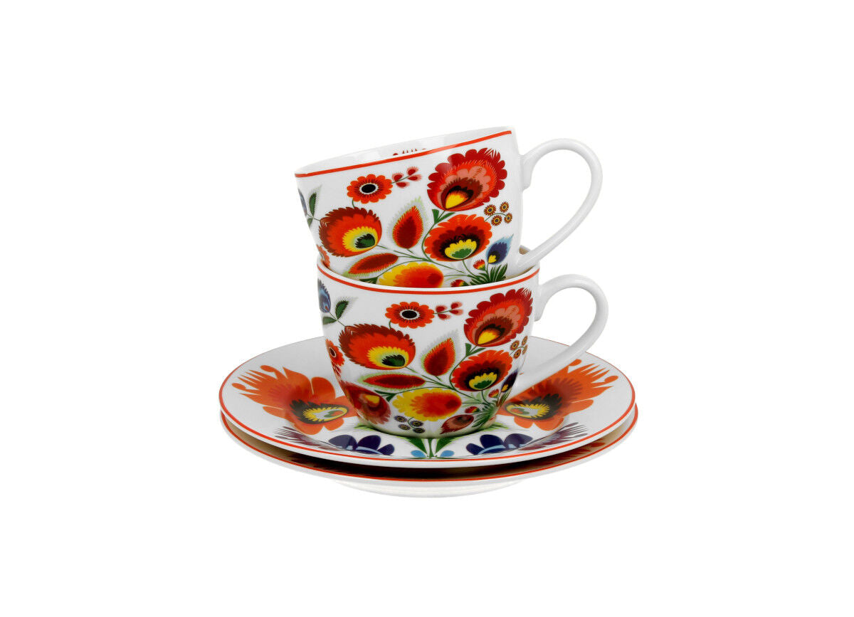 DUO ETNO 2er-Set Espressotassen 90 ml ŁOWICZ mit Untertassen, New Bone China Porzellan – Bild 4