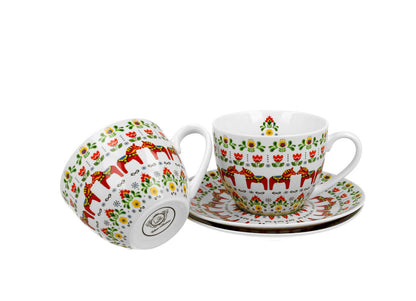 DUO ETNO 2er-Set Tassen 280 ml SCANDINAVIAN mit Untertassen, New Bone China Porzellan – Bild 3