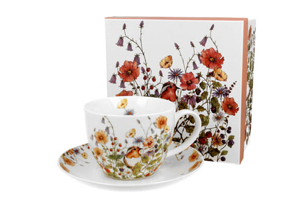 10er SET DUO FLORAL Jumbobecher 470 ml WILD BIRDS mit Untertasse, New Bone China Porzellan – Bild 3