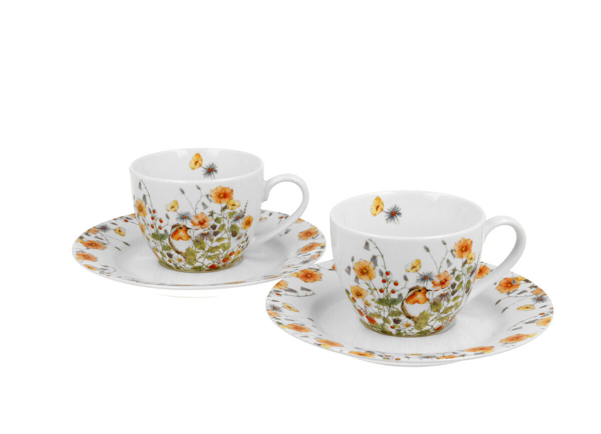 DUO FLORAL 2er-Set Espressotassen 90 ml WILD BIRD mit Untertassen, New Bone China Porzellan – Bild 2