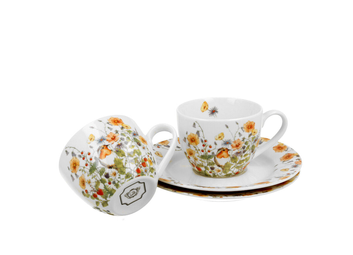 DUO FLORAL 2er-Set Espressotassen 90 ml WILD BIRD mit Untertassen, New Bone China Porzellan – Bild 3