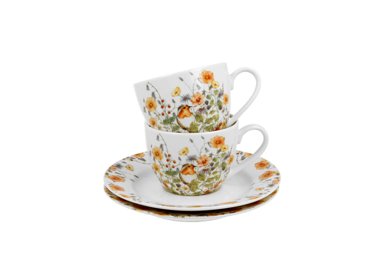 DUO FLORAL 2er-Set Espressotassen 90 ml WILD BIRD mit Untertassen, New Bone China Porzellan – Bild 4