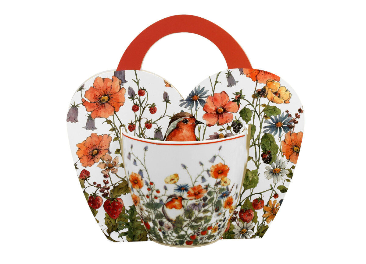10er SET DUO FLORAL Becher 460 ml WILD BIRD in Tragetasche, New Bone China Porzellan – Bild 4